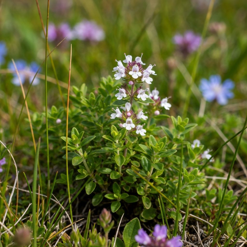 Wild high-altitude mountain thyme plants